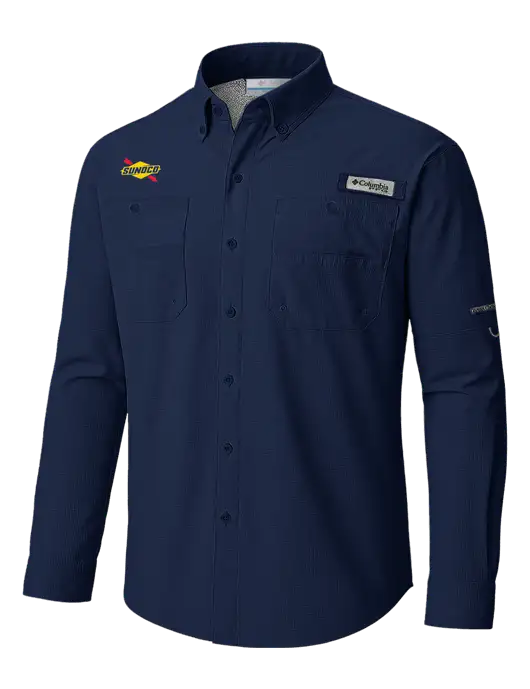 Columbia Navy PFG Tamiami II Long SleeveShirt w/Sunoco Logo