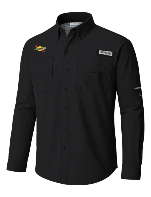Columbia Black PFG Tamiami II Long SleeveShirt w/Sunoco Logo