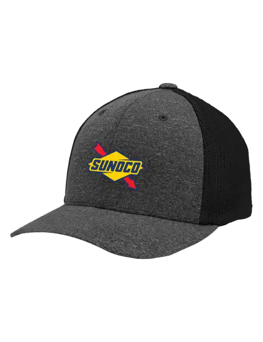 Flexfit Black/Dark Charcoal Heather Melange Mesh Back Trucker Cap w/Sunoco Logo