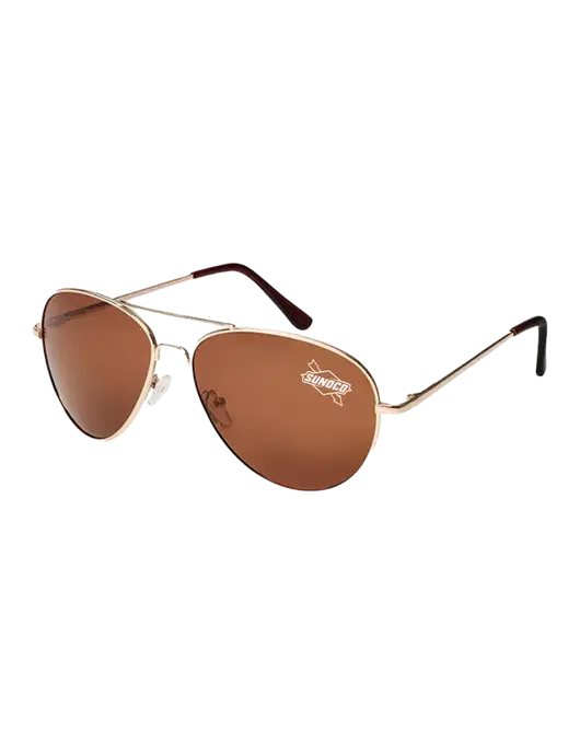 Aviator Coffee Brown with Gold Sunglasses  w/Sunoco Logo