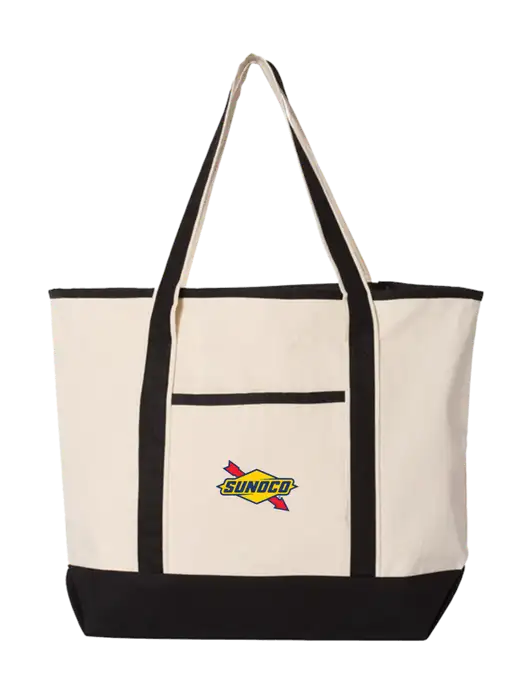 Natural/Black Large Canvas Deluxe Tote w/Sunoco Logo