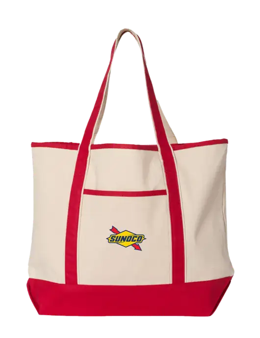 Natural/Red Large Canvas Deluxe Tote w/Sunoco Logo