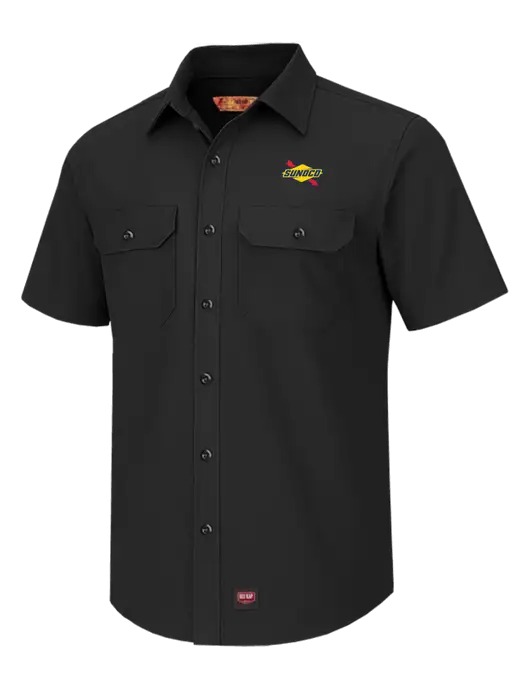 Red Kap Black Short Sleeve Solid Ripstop Shirt w/Sunoco Logo