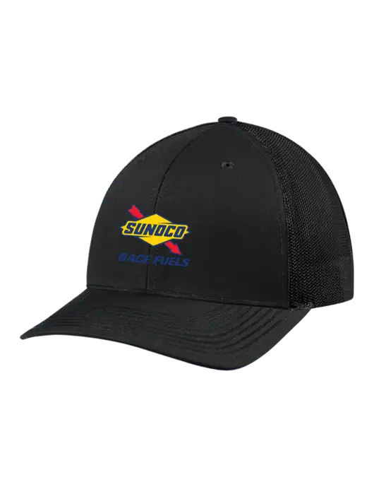 Richardson Adjustable Snapback Original 112 Trucker Cap Black w/Black Mesh w/Sunoco Race Fuels Logo