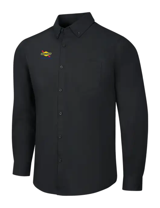 Black Long Sleeve Carefree Poplin Shirt w/Sunoco Race Fuels Logo