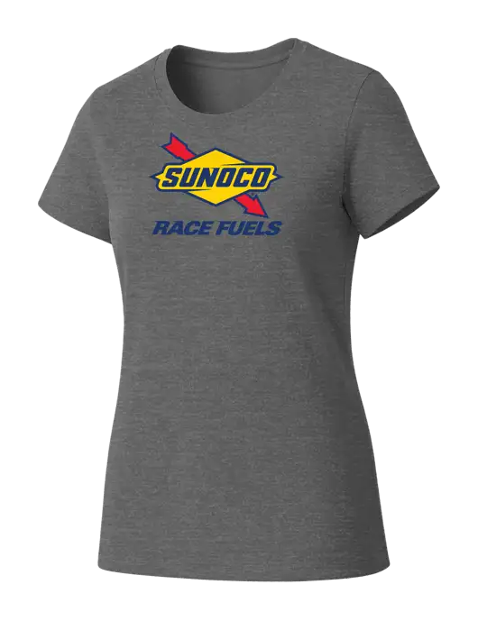 Womens Seriously Soft Grey Frost T-Shirt w/Sunoco Race Fuels Logo
