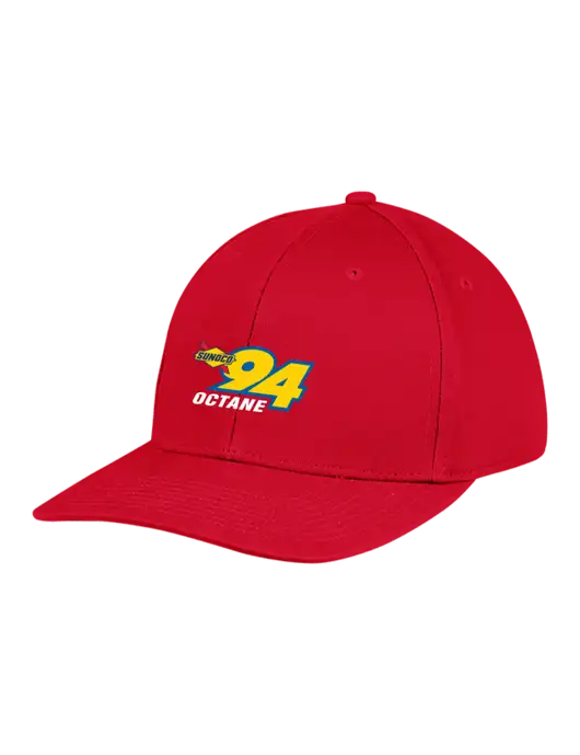 Premium Modern Structured Twill Red Snapback Cap w/Sunoco 94 Octane Logo