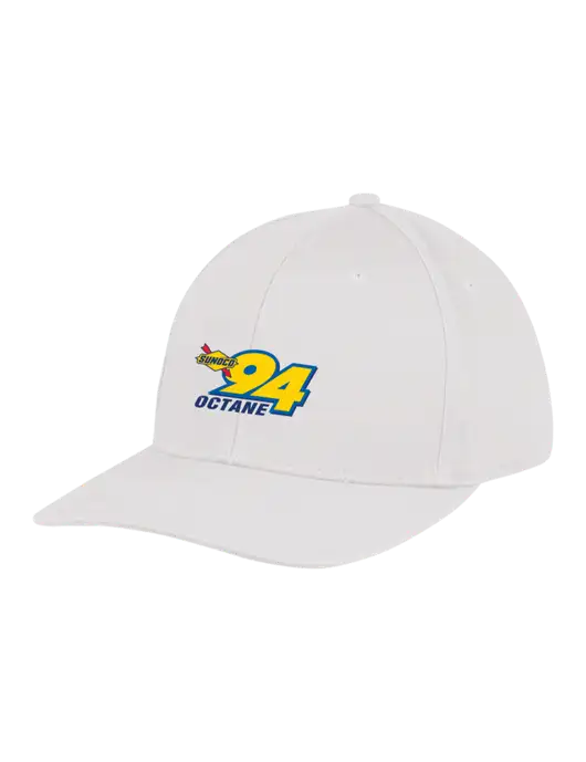 Premium Modern Structured Twill White Snapback Cap w/Sunoco 94 Octane Logo