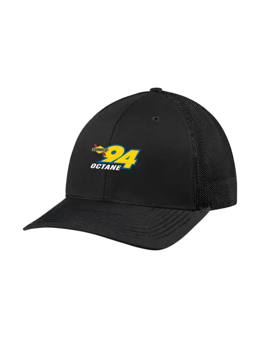 Richardson Adjustable Snapback Original 112 Trucker Cap Black w/Black Mesh w/Sunoco 94 Octane Logo