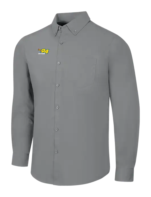 Medium Grey Long Sleeve Carefree Poplin Shirt w/Sunoco 94 Octane Logo