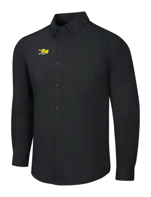 Black Long Sleeve Carefree Poplin Shirt w/Sunoco 94 Octane Logo