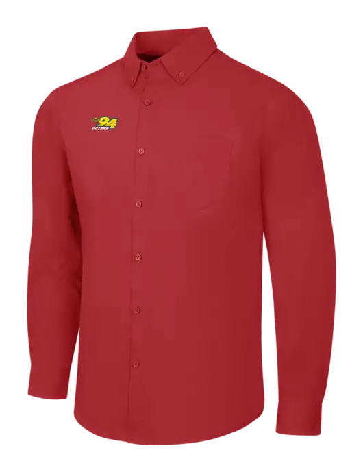Red Long Sleeve Carefree Poplin Shirt w/Sunoco 94 Octane Logo