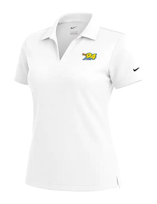 NIKE White Womens Dri-Fit Micro Pique Polo w/Sunoco 94 Octane Logo