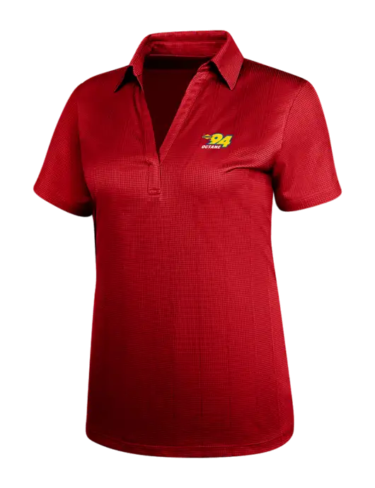 Red Womens Performance Fine Jacquard Polo w/Sunoco 94 Octane Logo