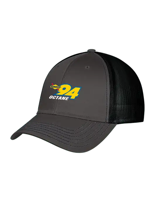 Charcoal & Black Mesh Trucker Cap Snap Back w/Sunoco 94 Octane Logo