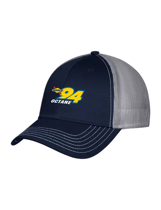 Navy & Grey Mesh Trucker Cap Snap Back w/Sunoco 94 Octane Logo