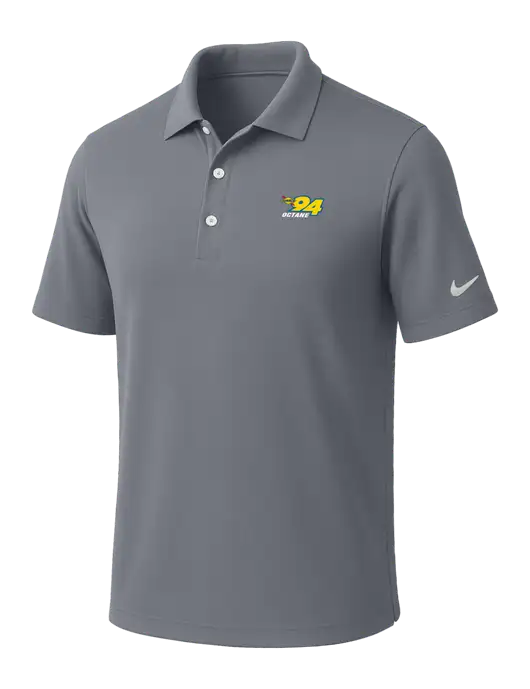 NIKE Medium Grey Dri-Fit Micro Pique Polo w/Sunoco 94 Octane Logo