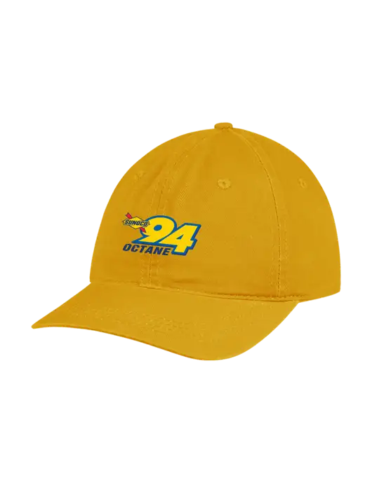 Garment Washed Unstructured Twill Yellow Gold Cap w/Sunoco 94 Octane Logo