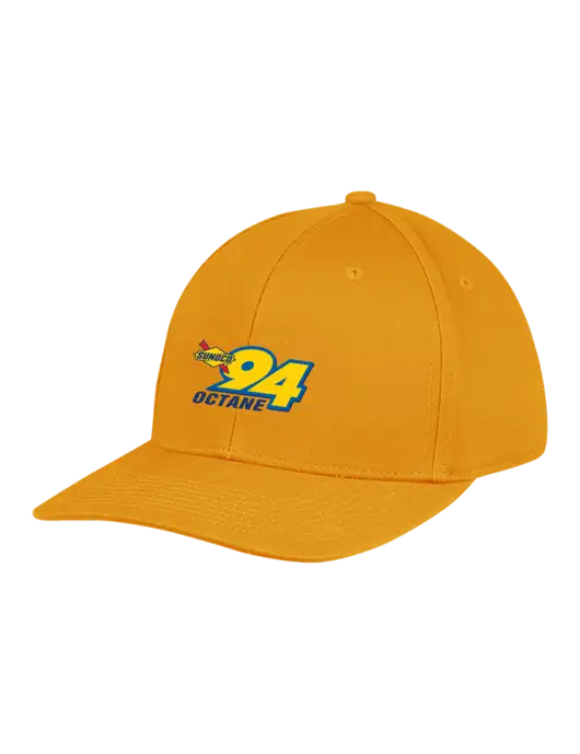 Premium Modern Structured Twill Yellow Gold Snapback Cap
 w/Sunoco 94 Octane Logo