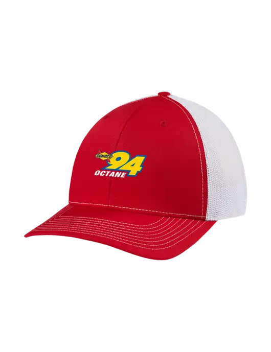 Richardson Adjustable Snapback Original 112 Trucker Cap Red w/White Mesh w/Sunoco 94 Octane Logo