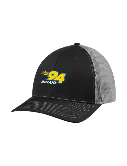 Richardson Adjustable Snapback Original 112 Trucker Cap Black w/Charcoal Mesh w/Sunoco 94 Octane Logo